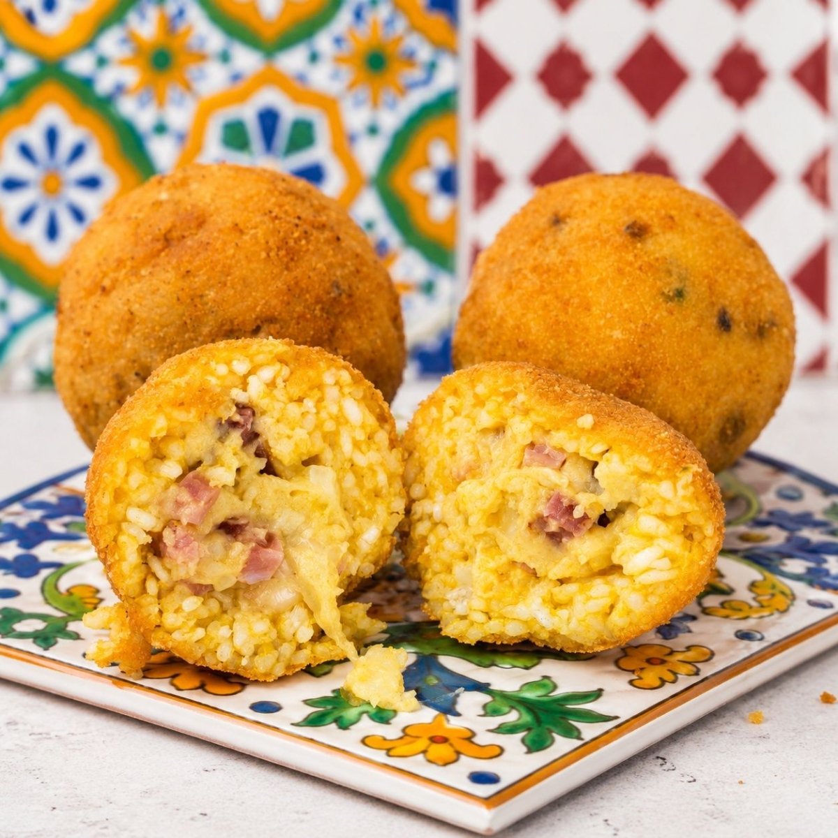 Sizilianische Arancini mit Kürbis, Räucherkäse & Speck - tiefgekühlt, auch für Heißluftfritteuse, 4 × 200 g
