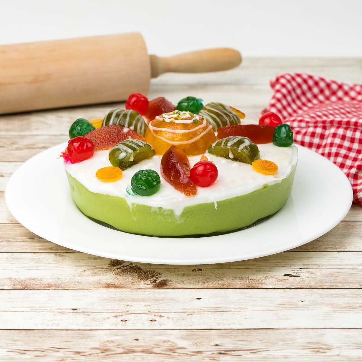 Sizilianische Cassata - Torte mit Schafsricotta, Marzipan & kandierten Früchten, tiefgekühlt, 1 kg