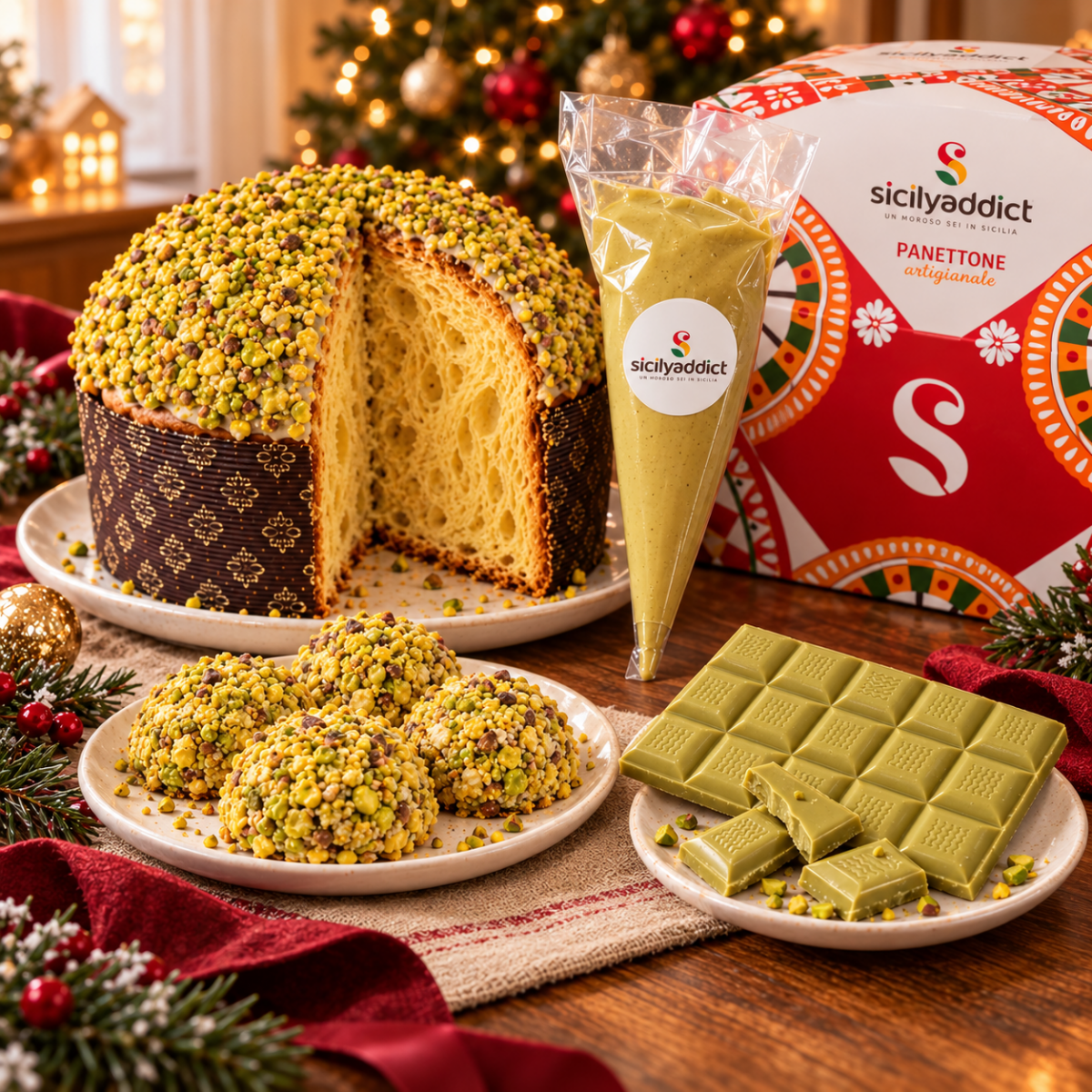 Cesta natalizia Pistacchiotta + confezione regalo - SicilyAddict