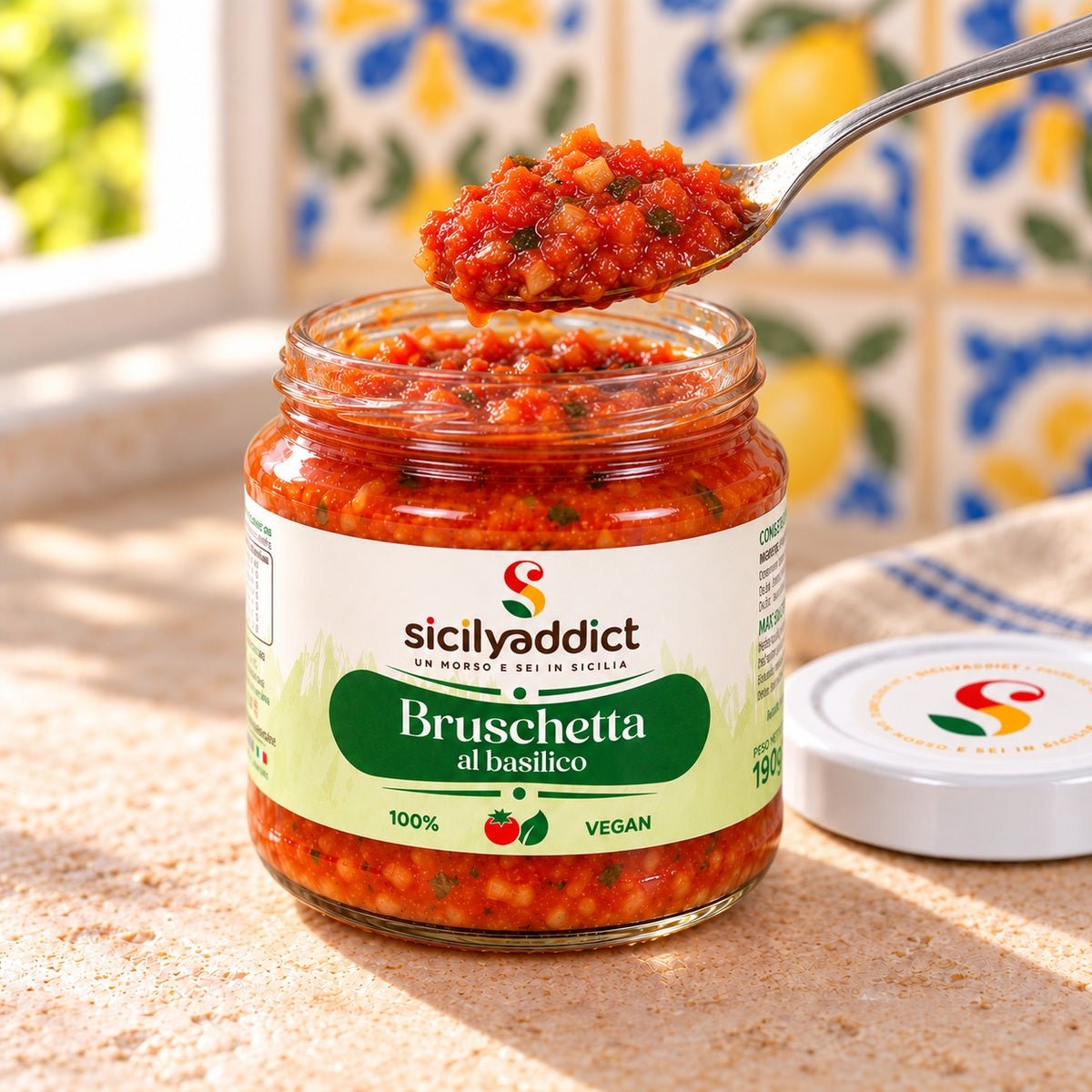 Bruschetta con pomodoro e basilico 190g - SicilyAddict