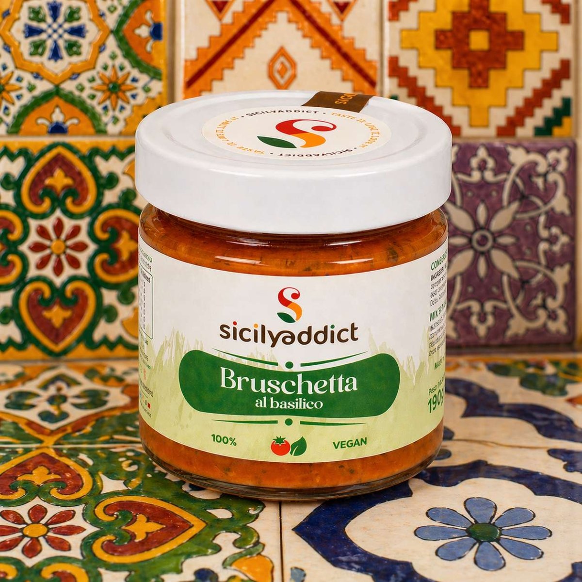 Bruschetta con pomodoro e basilico 190g - SicilyAddict