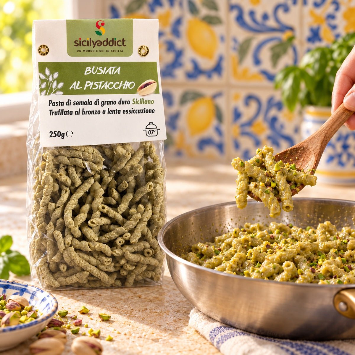 Busiate al pistacchio 250g - SicilyAddict