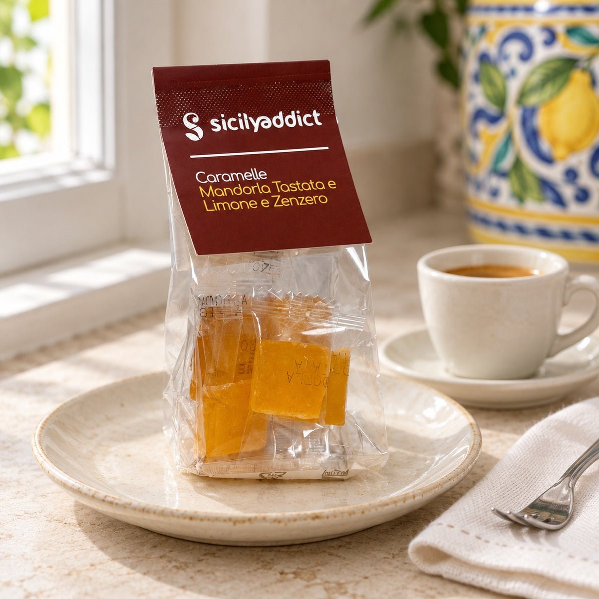 Caramelle artigianali Mandorla Tostata e Limone e Zenzero 40g - SicilyAddict