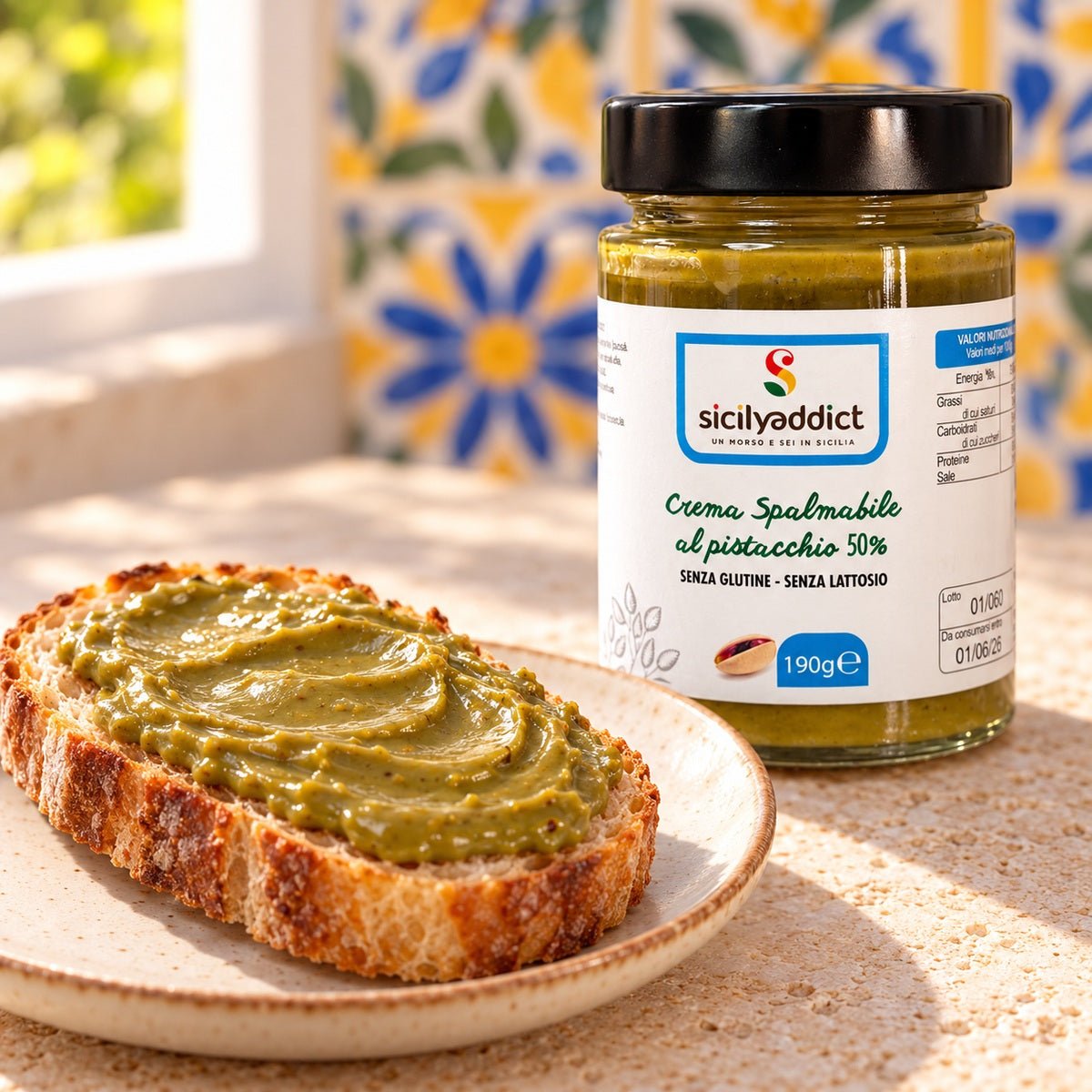 Crema al pistacchio senza glutine e lattosio 190 g - SicilyAddict