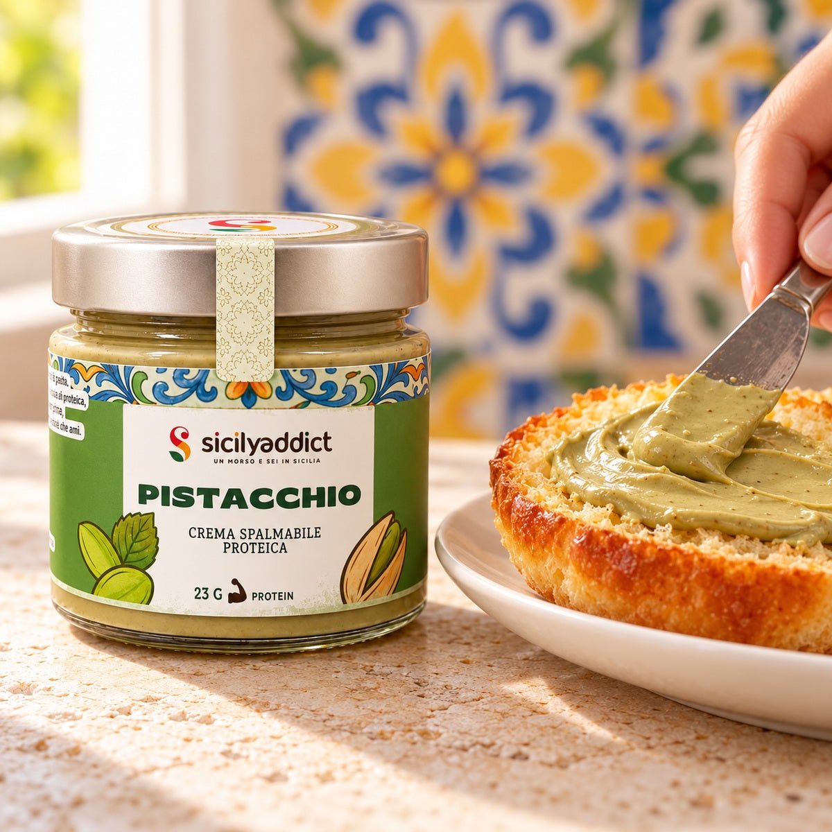 Crema proteica al pistacchio senza zucchero 200g - SicilyAddict