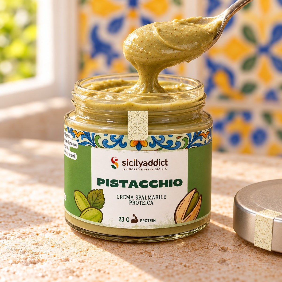Crema proteica al pistacchio senza zucchero 200g - SicilyAddict