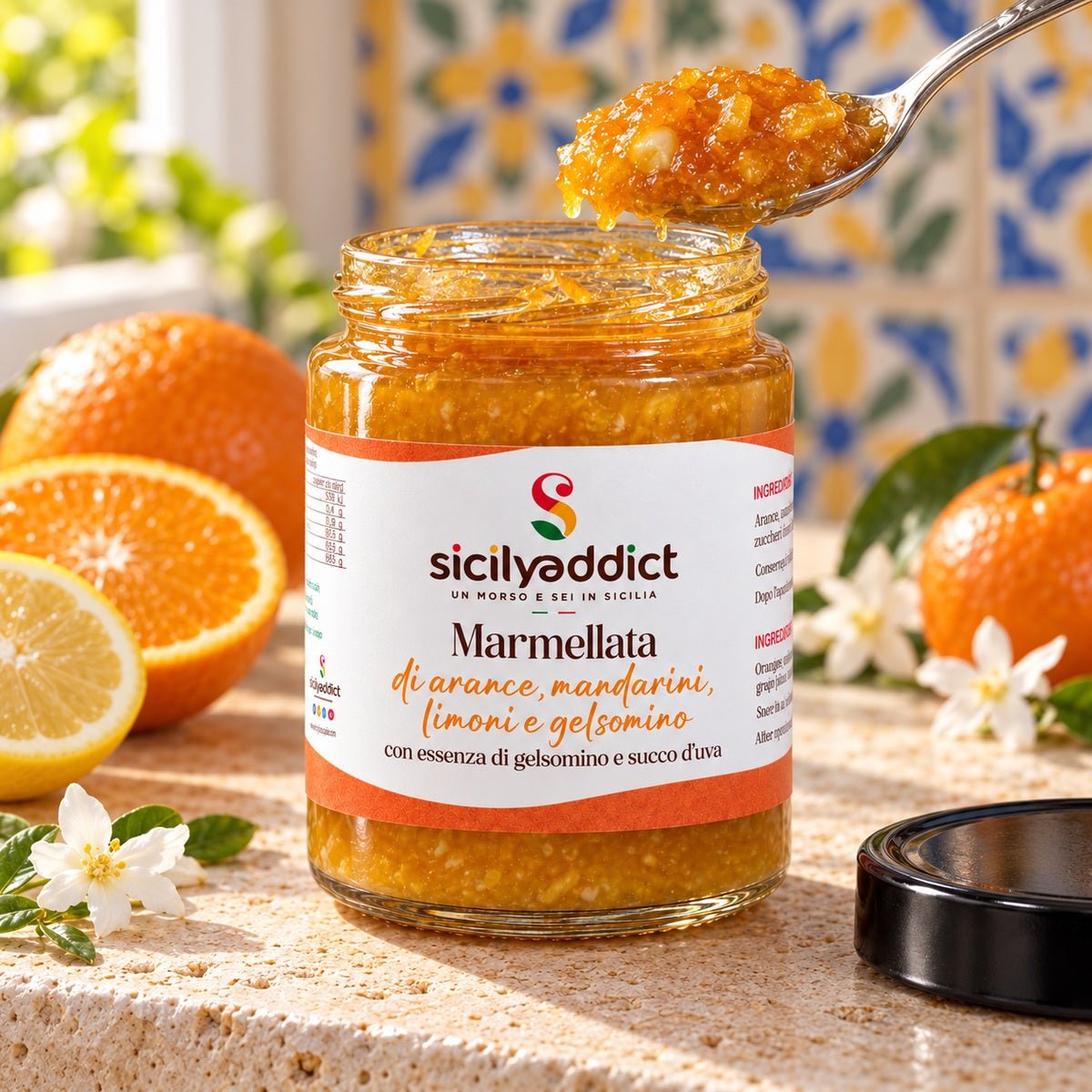 Marmellata Arancia, Limone, Mandarino e Gelsomino 240gr - SicilyAddict
