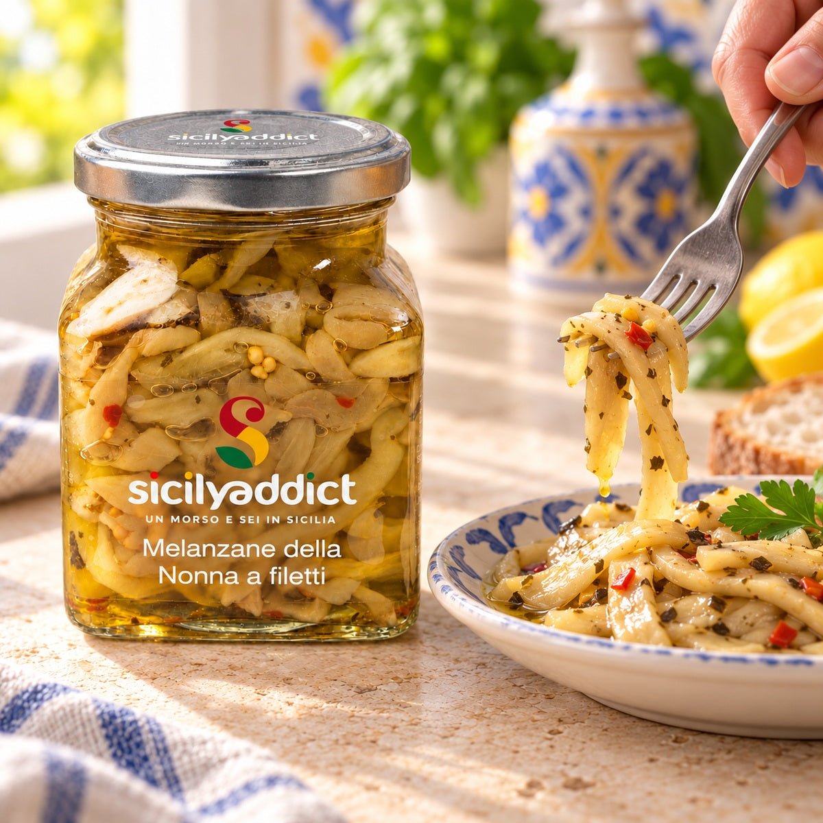 Melanzane a filetti sott olio 280g - SicilyAddict