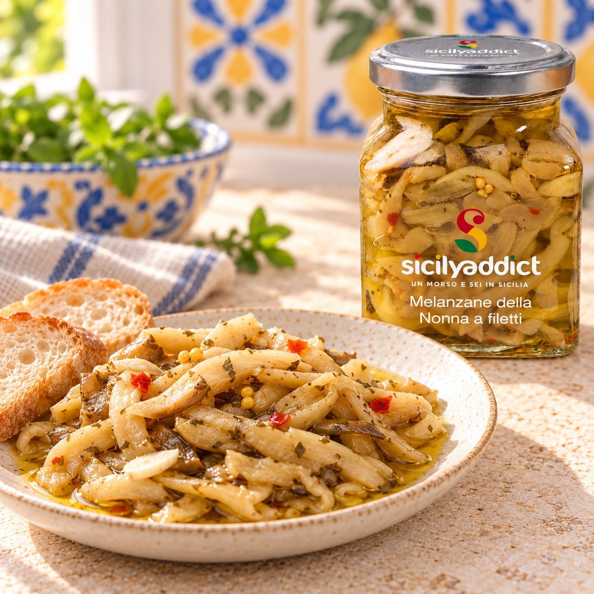 Melanzane a filetti sott olio 280g - SicilyAddict