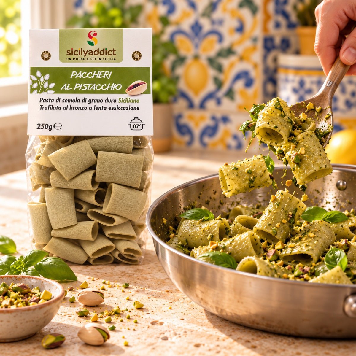 Paccheri al pistacchio 250g - SicilyAddict