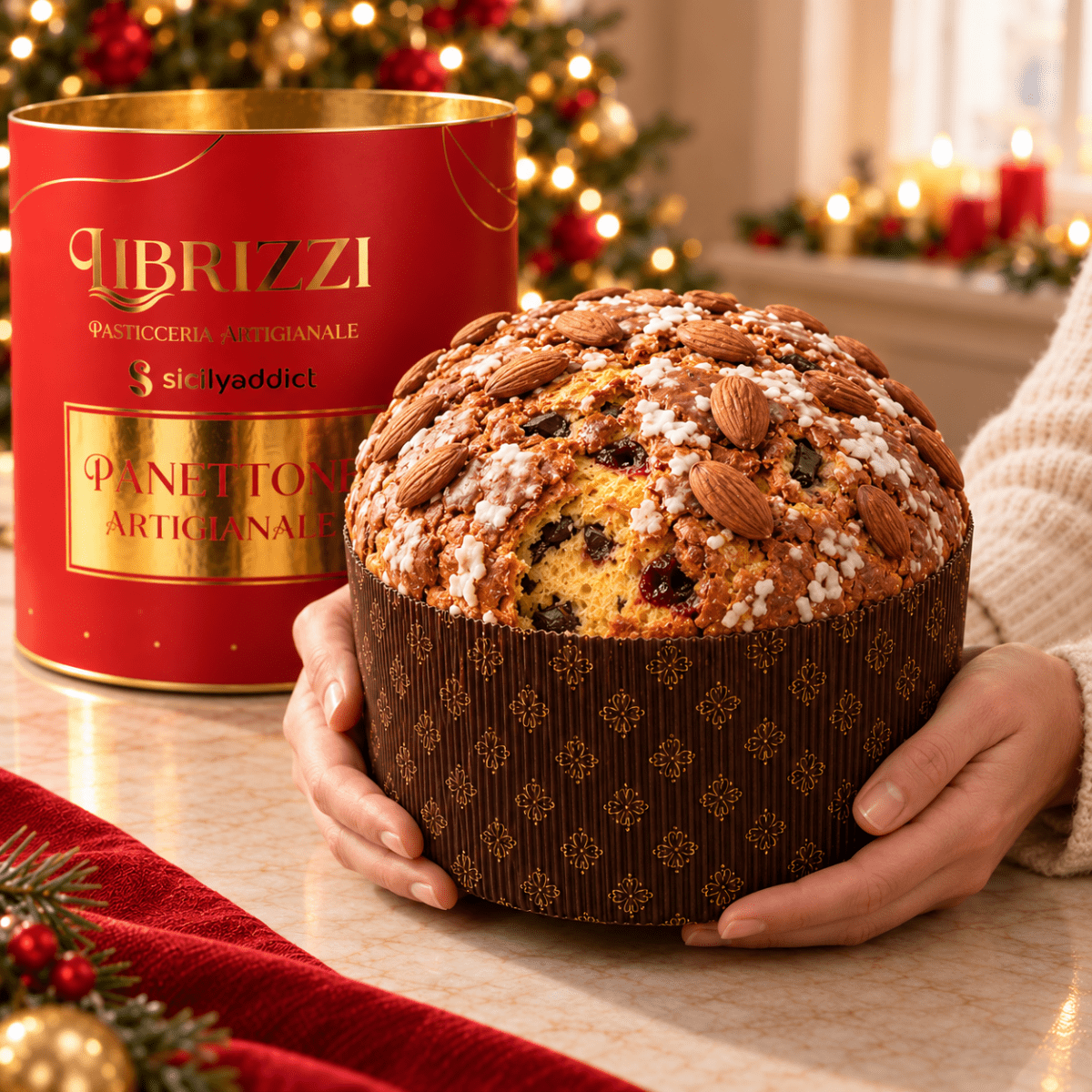 Panettone Amarene e Cioccolato Linea Librizzi Deluxe 1kg - SicilyAddict