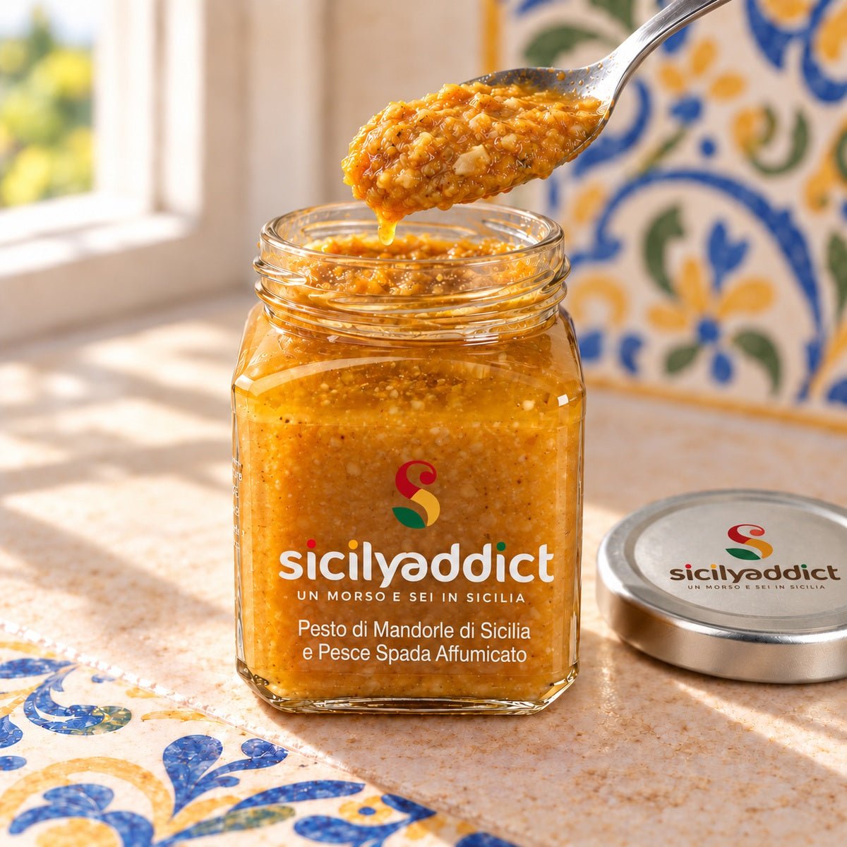 Pesto di mandorle e pesce spada 180 g - SicilyAddict