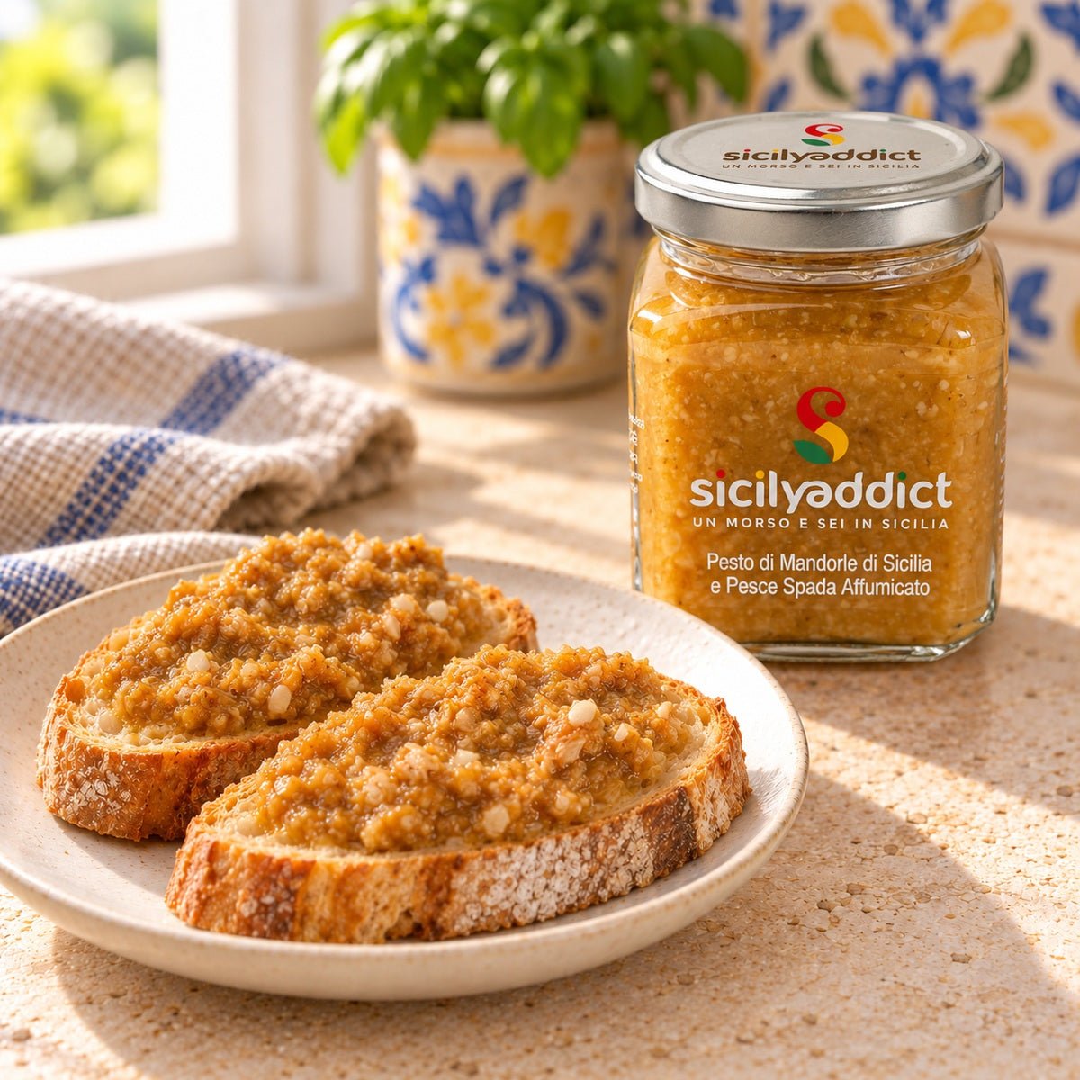 Pesto di mandorle e pesce spada 180 g - SicilyAddict
