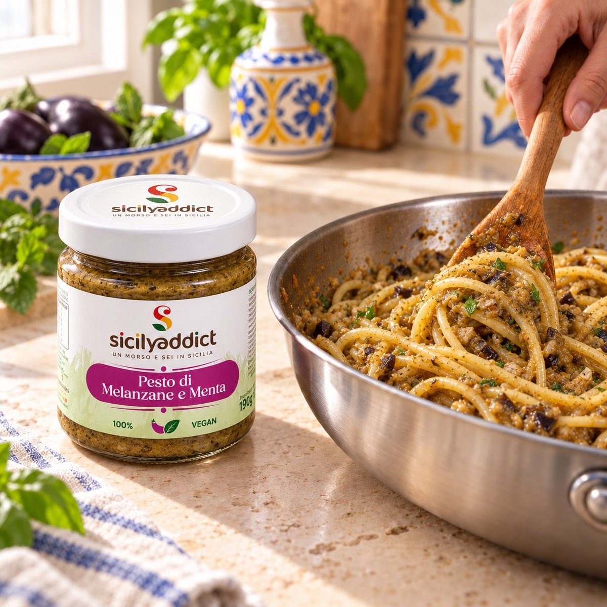 Pesto di Melanzane e Menta 190g - SicilyAddict