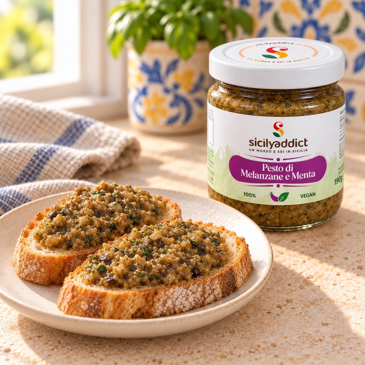 Pesto di Melanzane e Menta 190g - SicilyAddict