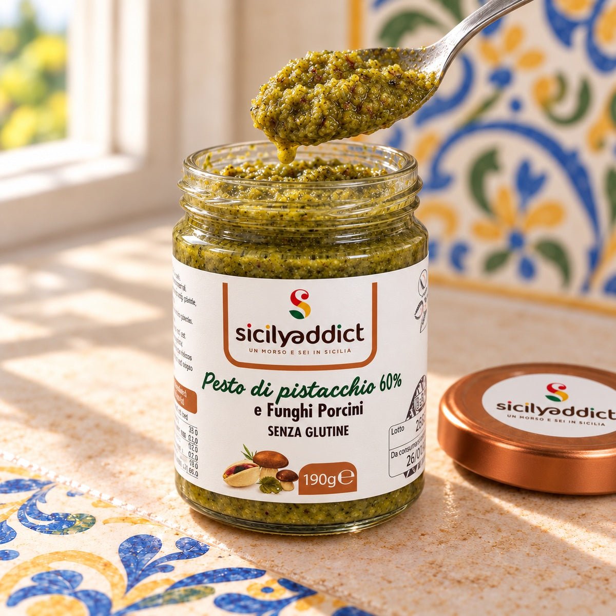 Pesto di pistacchio e funghi 190g - SicilyAddict